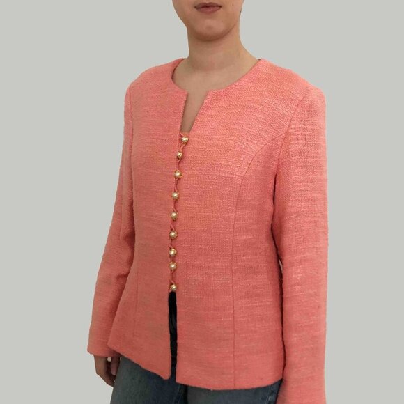 Coral Silk & Linen Blazer - Picture 1 of 6